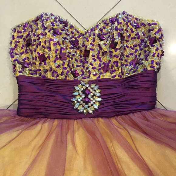 Partytime  purple and yellow dress size 4 - Picture 4 of 8